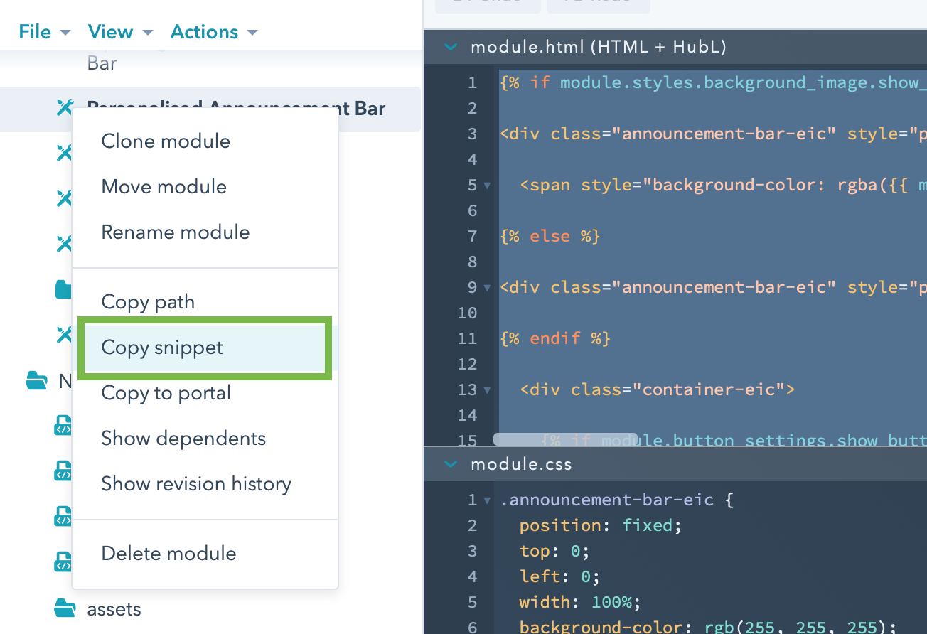 copy-snippet-personal-announcement-bar